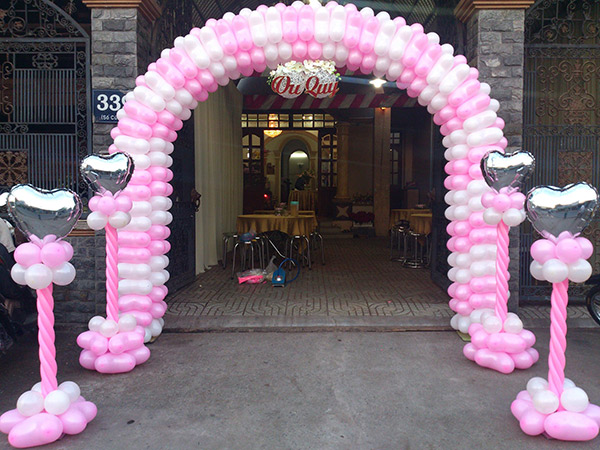 Cổng bong bóng đám cưới màu hồng