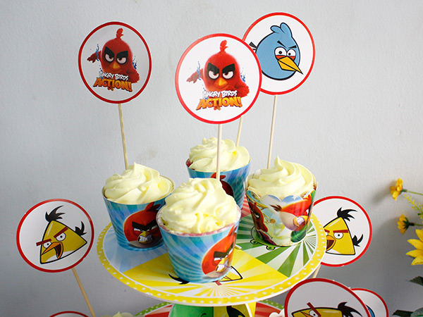 Tem bánh Cupcake sinh nhật Angry Birds